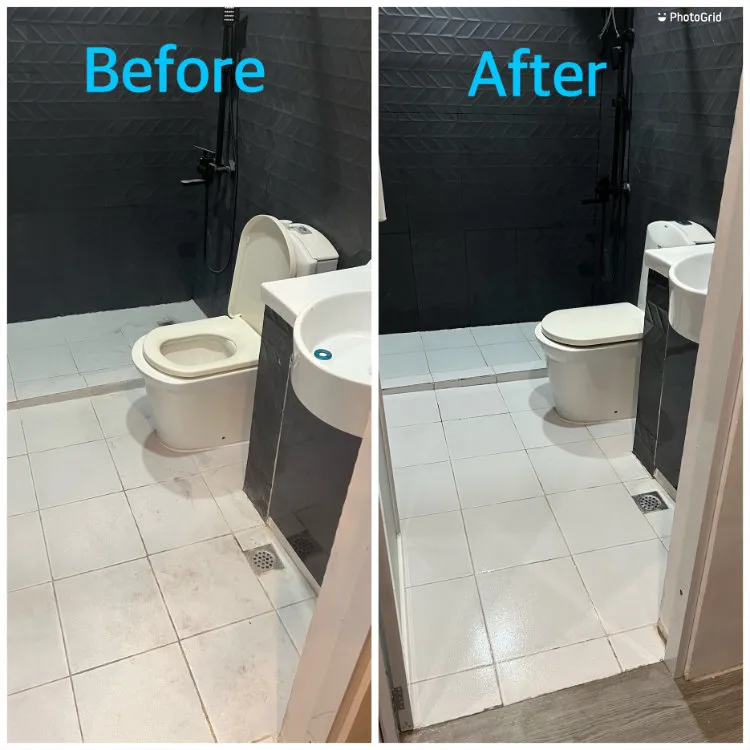 Professionally cleaned and sanitized restroom after deep cleaning service