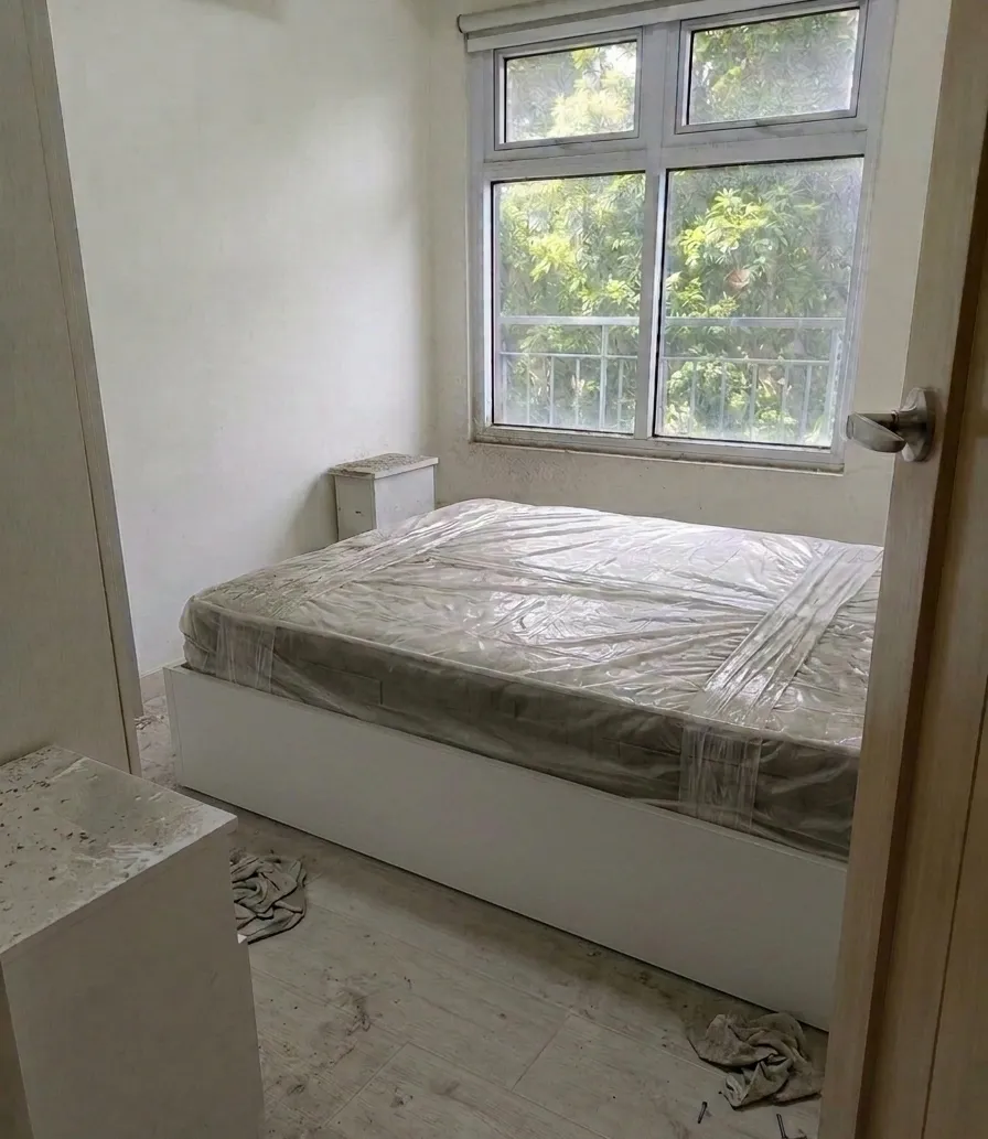 Bedroom in disarray before Total Cleaning Manila surface cleaning service