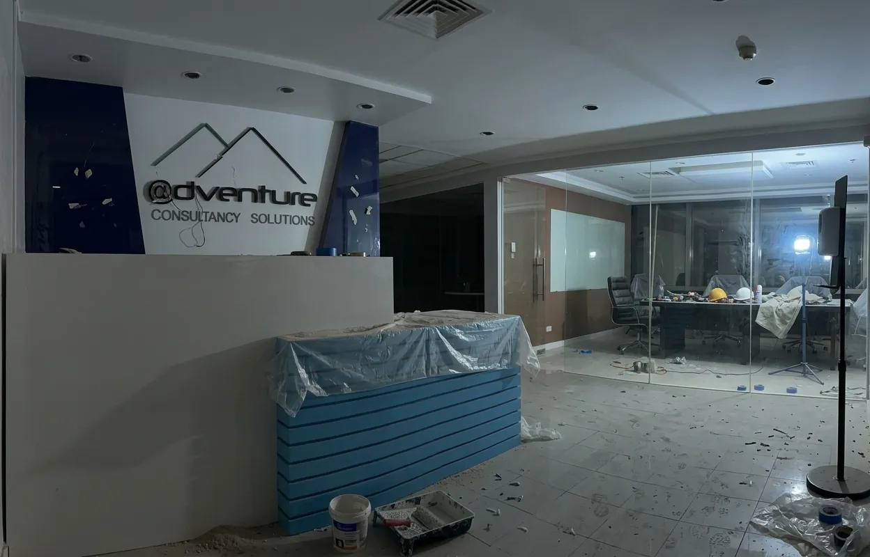 Office space showing dust and clutter before Total Cleaning Manila commercial cleaning
